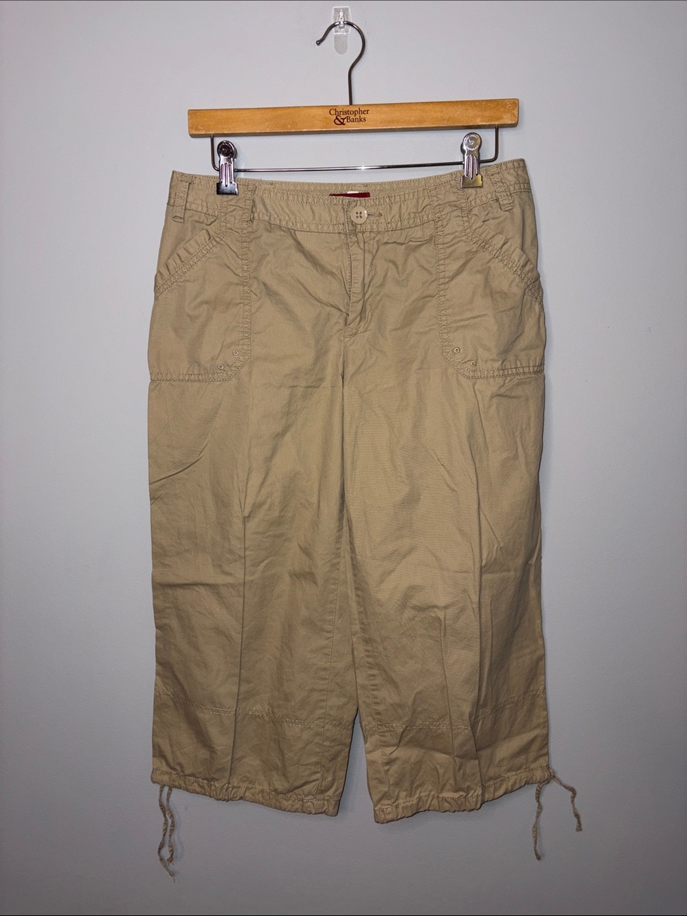 Merona Tan Drawstring Hem Capri Pants Size 6
